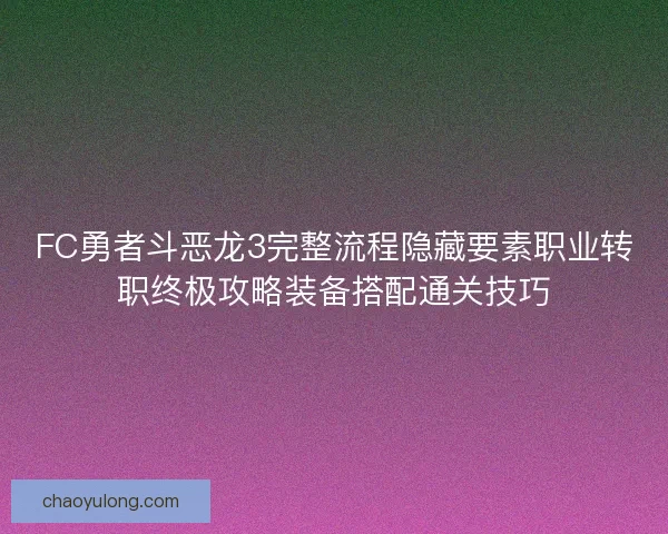 FC勇者斗恶龙3完整流程隐藏要素职业转职终极攻略装备搭配通关技巧
